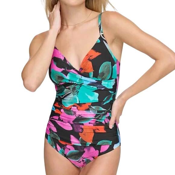 Calvin Klein Twist Front Tummy Control One Piece Swimsuit Size 6 - Picture 1 of 10